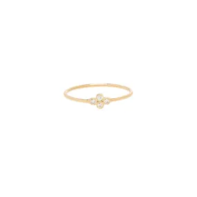 14k Tiny Diamond Bezel Quad Ring