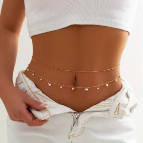 2 Pcs Vintage Style Stackable Waist Chain Set Boho Style Belly Jewelry Body Chain