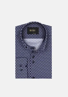 6th Sense Regular Fit Circle Print Shirt, Navy 7