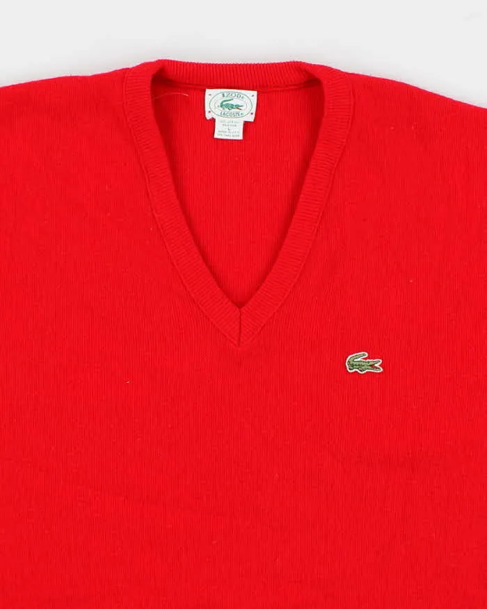 90s Vintage Men's Red Lacoste Izod Knit Jumper - L