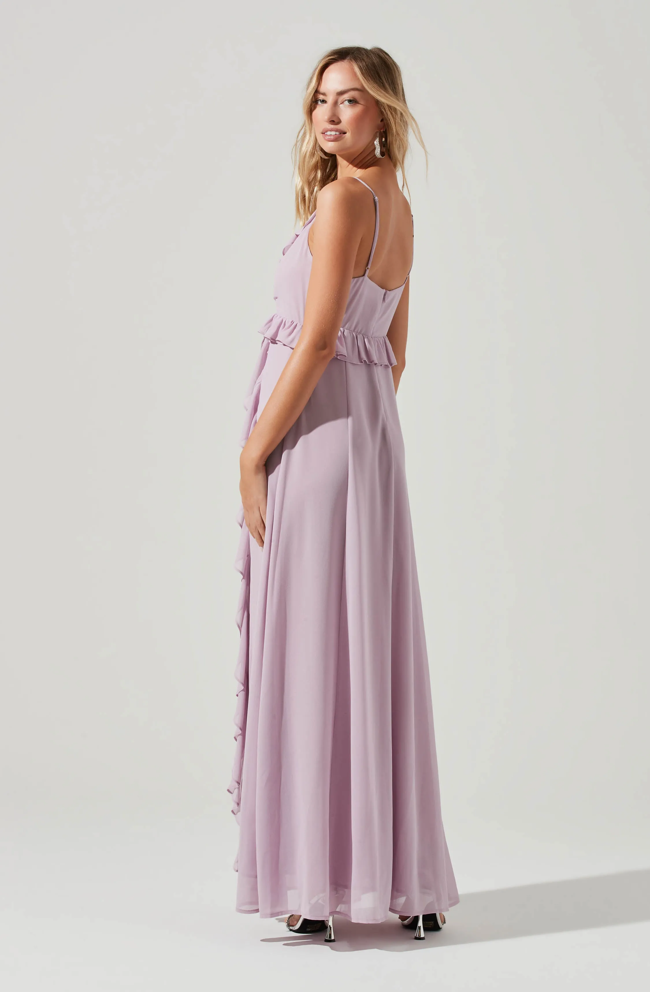 Adoria Ruffle Side Slit Maxi Dress