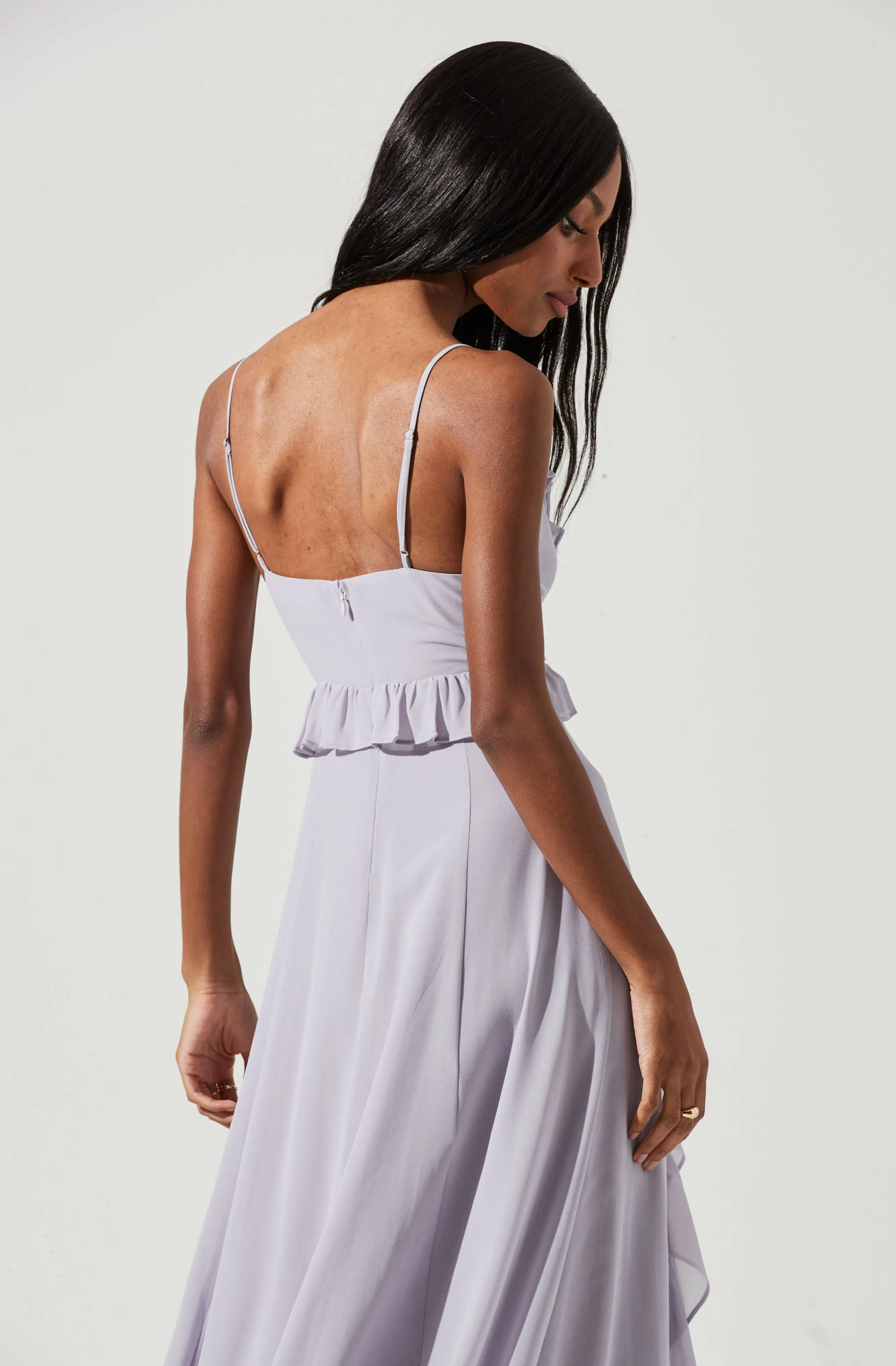 Adoria Ruffle Side Slit Maxi Dress