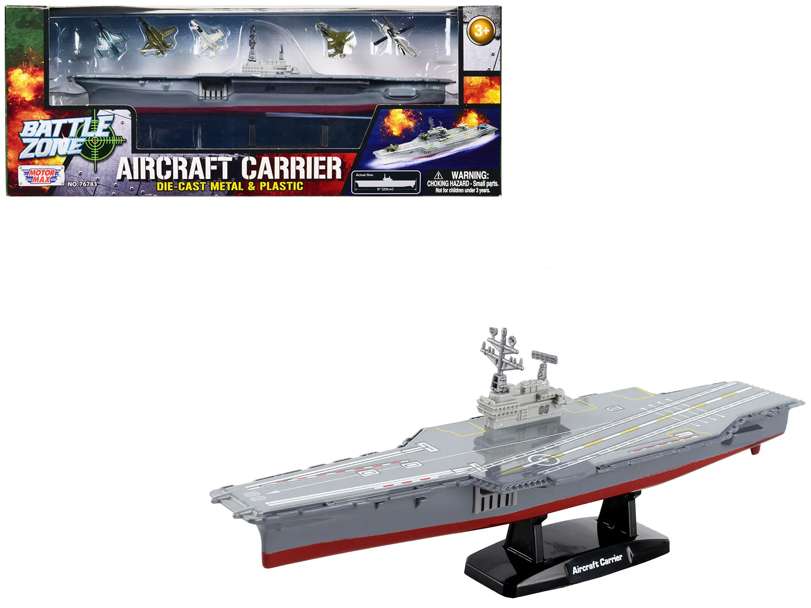 Aircraft Carrier with 5 piece Aircraft Set Battle Zone Series Diecast Model by Motormax