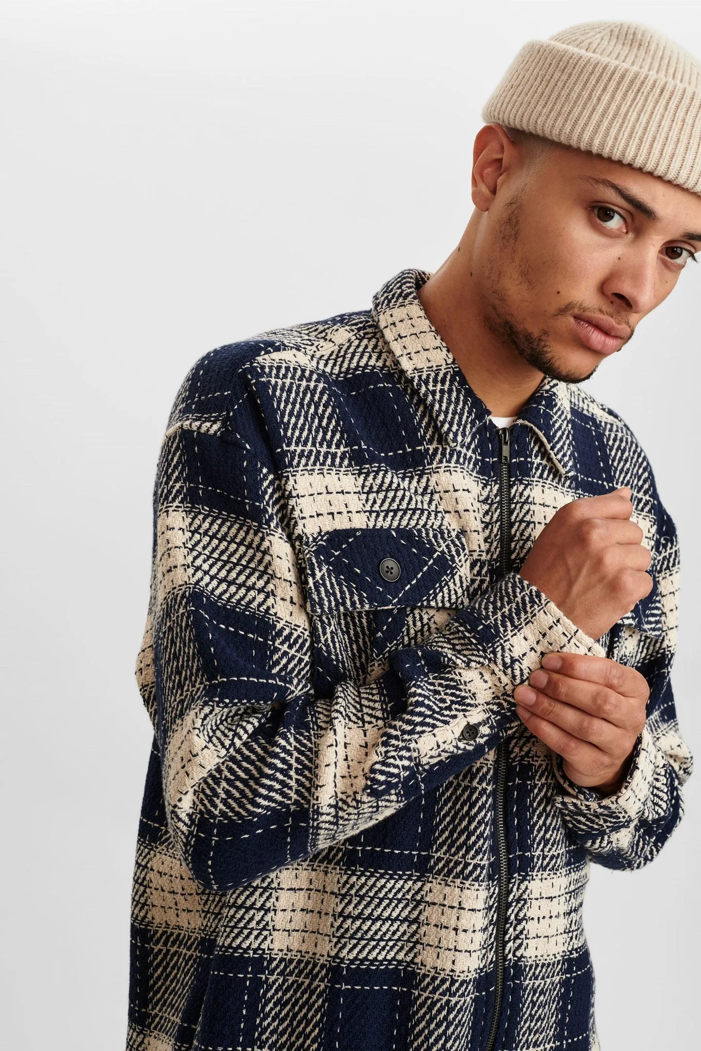 AKKARSTEN HEAVY CHECK OVERSHIRT - Sky Captain