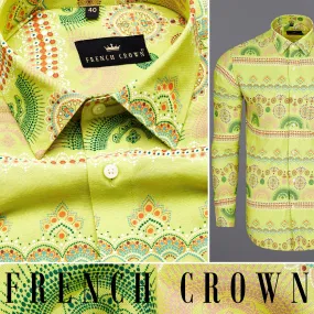 Arylide Green Bohemian Printed Premium Tencel Shirt