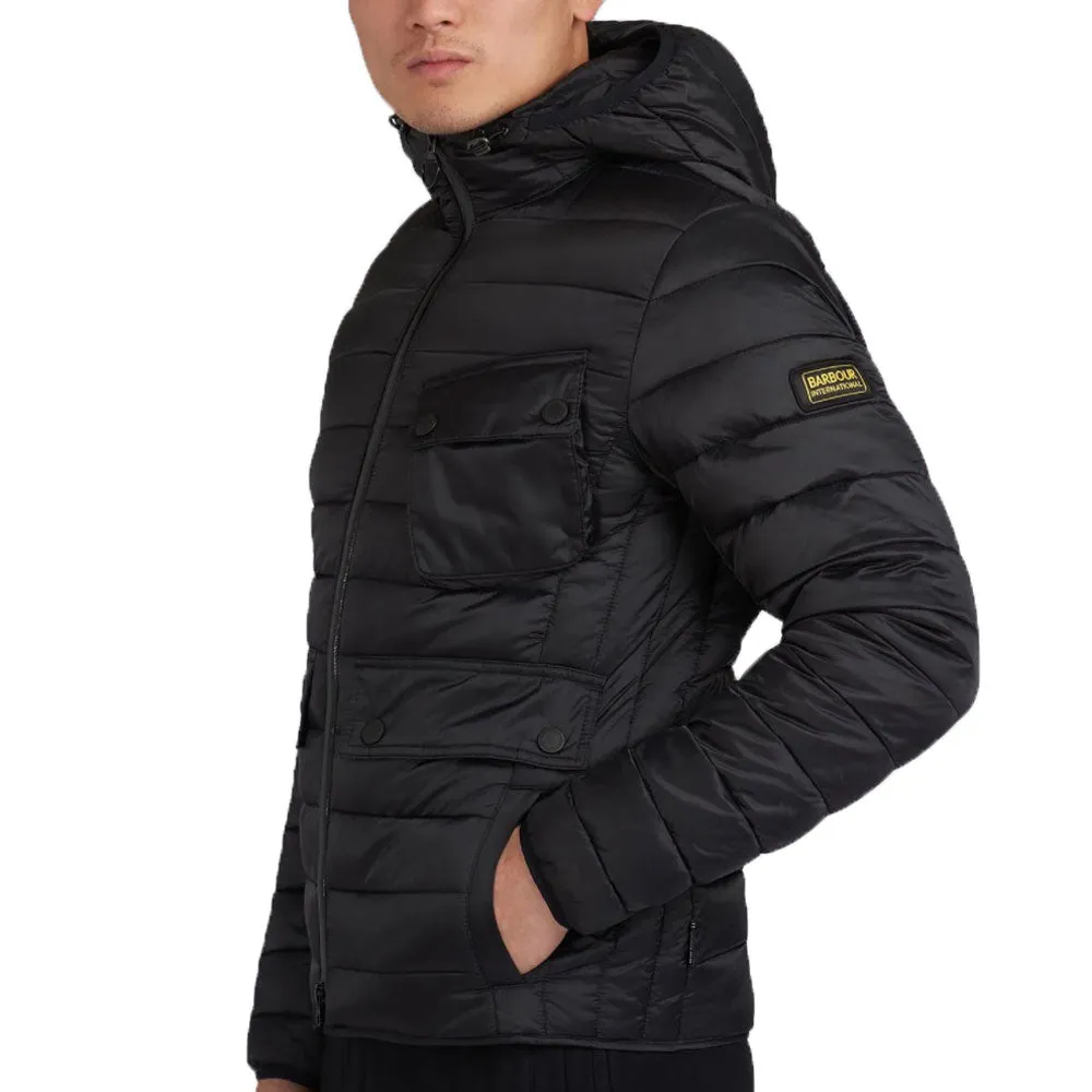 Barbour International Mens Ouston Hooded Slim Quilted Jacket - Black