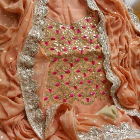 Beautiful Peach Gota Patti Salwar Suit