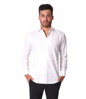 Bertigo Shirt | Mikey-05 White Blocks Design Jacquard