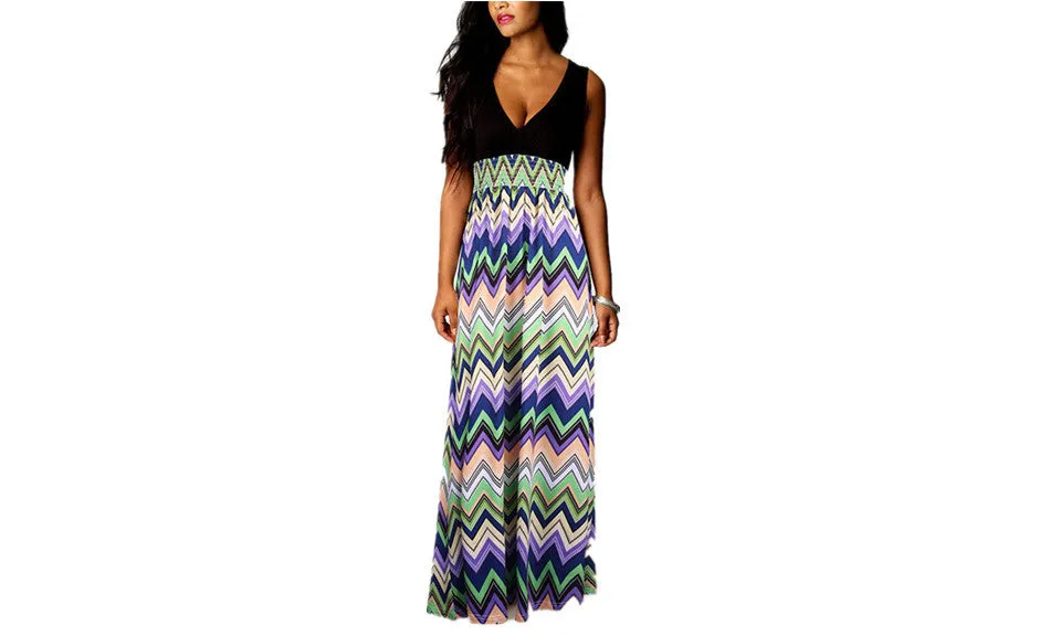 Blaze of Flowers Sleeveless Maxi Dress