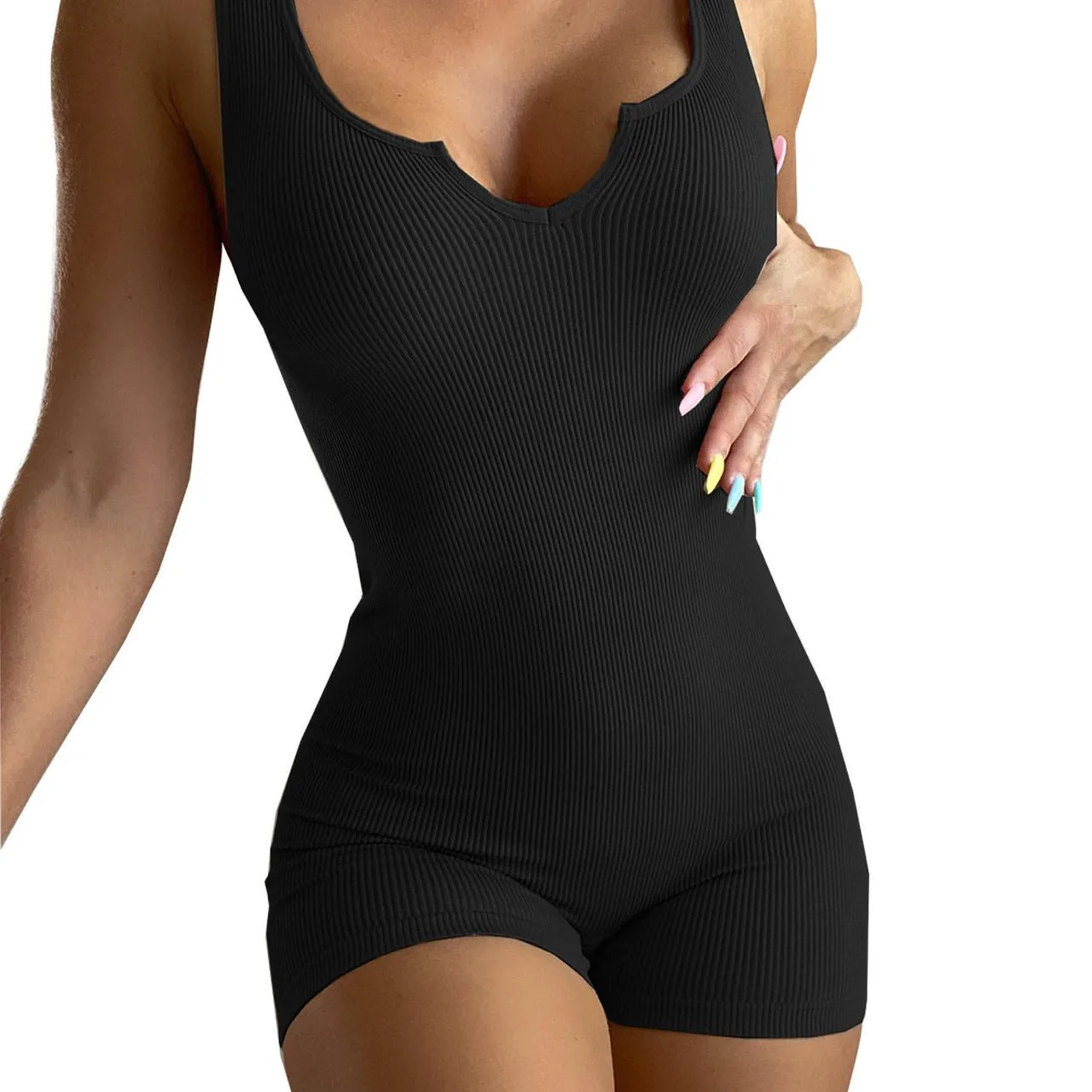 Body Suit with Shorts and No Sleeves