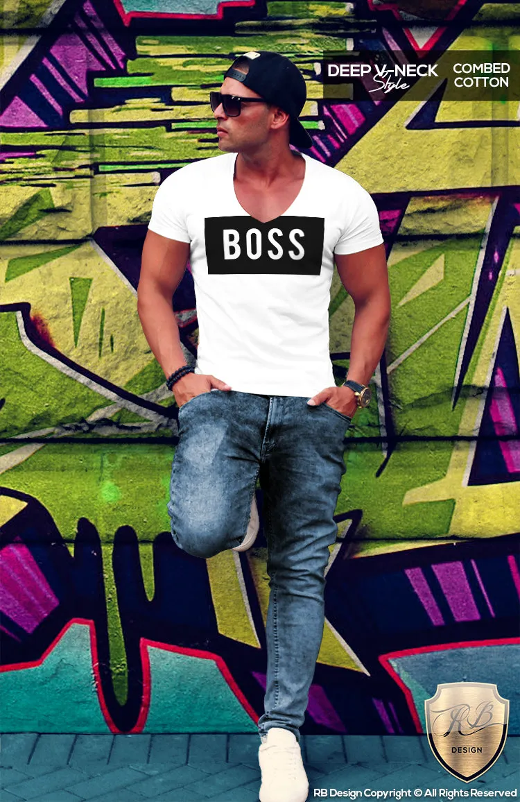 BOSS Men's White T-shirt Wording Fitness Gym Tank Top MD024