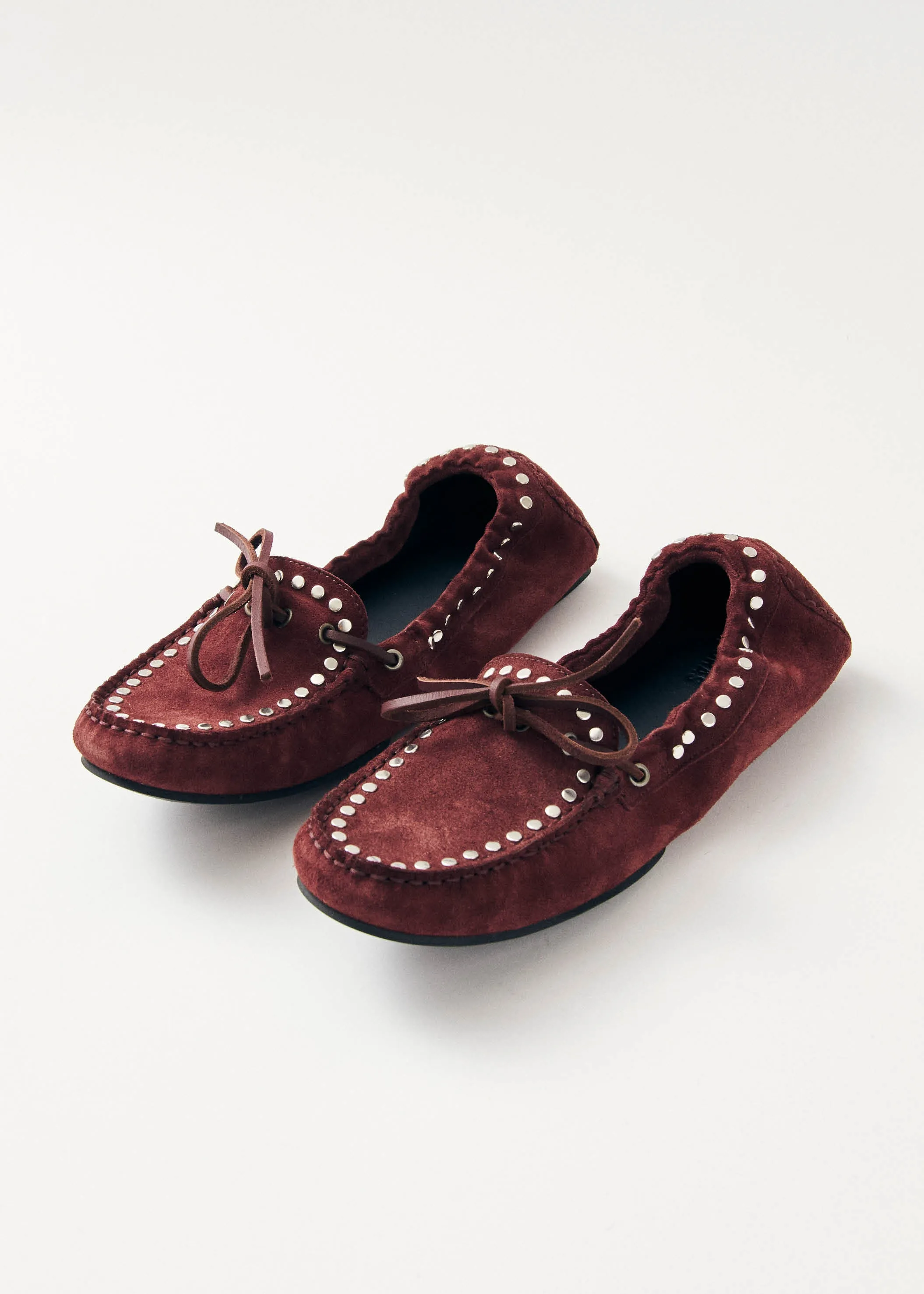 Calla Suede Studs Burgundy Leather Loafers