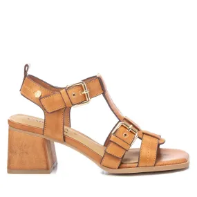 CARMELA Tan Leather Block Heel Sandal