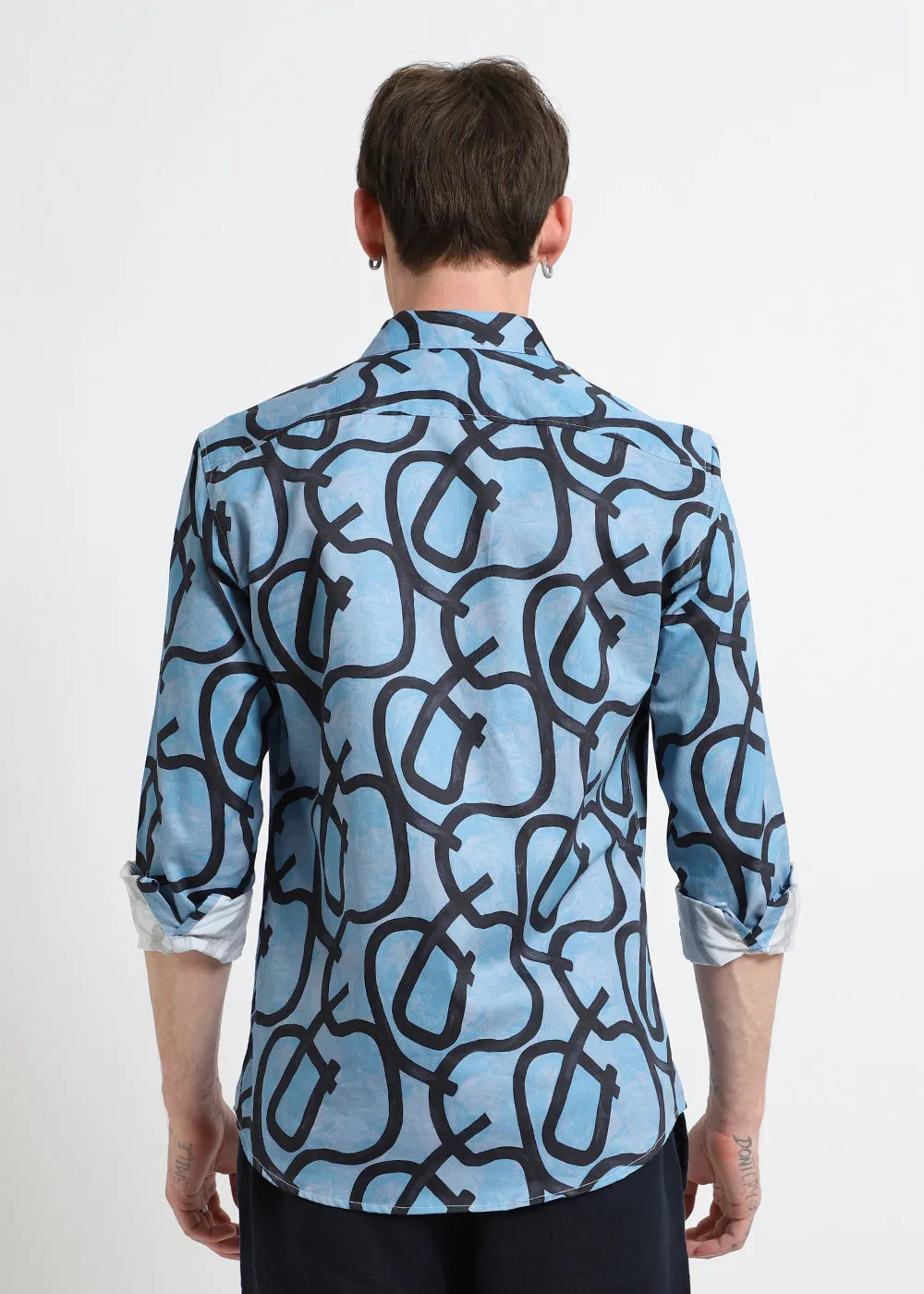 Contour Lines Blue Printed Shirt