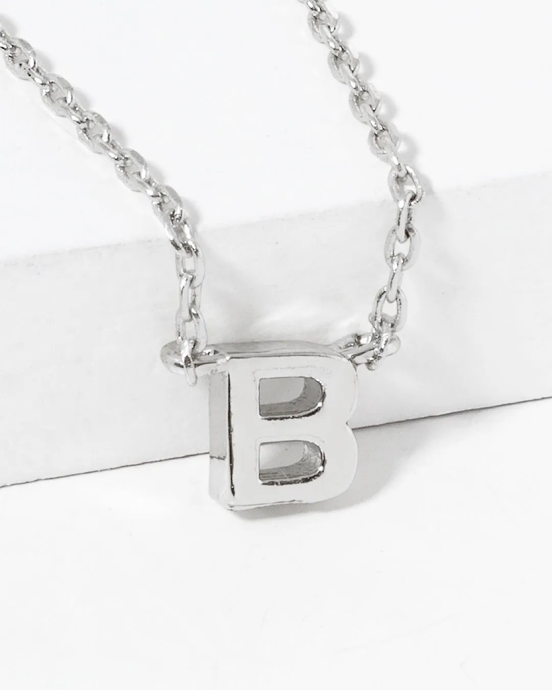 Dainty White Gold Initial Necklace - Pick Your Initial