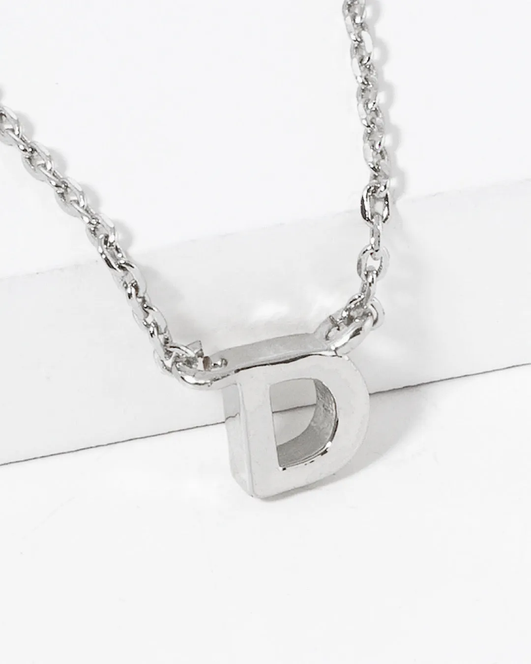 Dainty White Gold Initial Necklace - Pick Your Initial