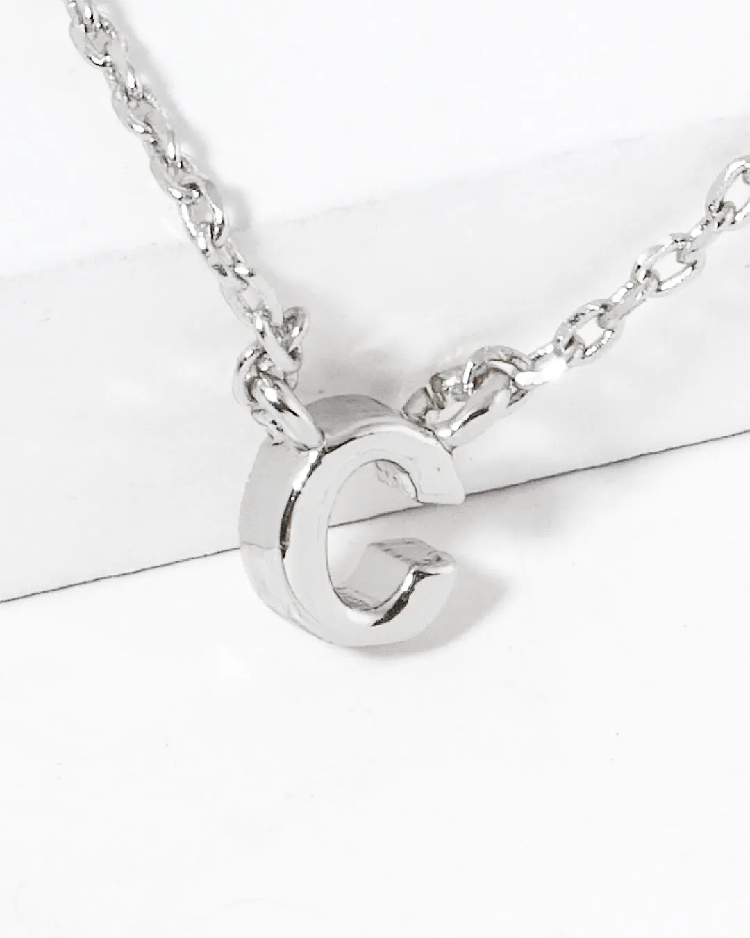 Dainty White Gold Initial Necklace - Pick Your Initial