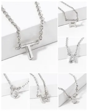 Dainty White Gold Initial Necklace - Pick Your Initial