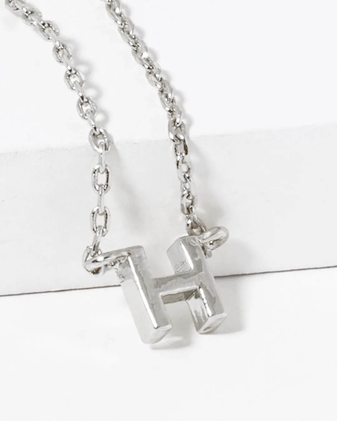 Dainty White Gold Initial Necklace - Pick Your Initial