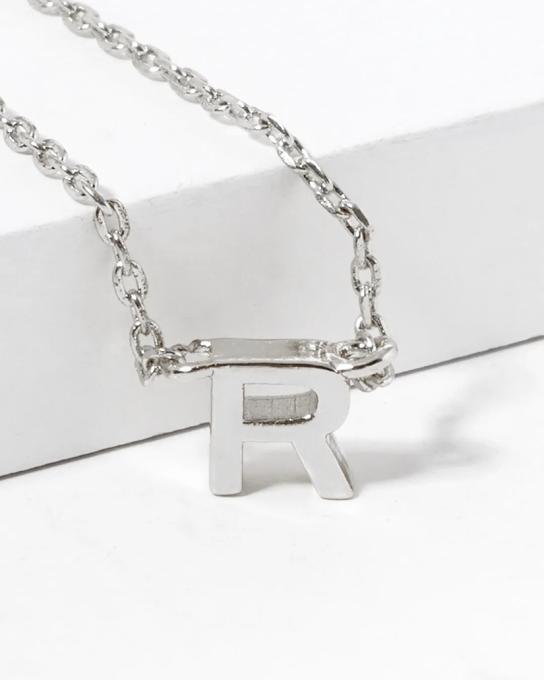 Dainty White Gold Initial Necklace - Pick Your Initial