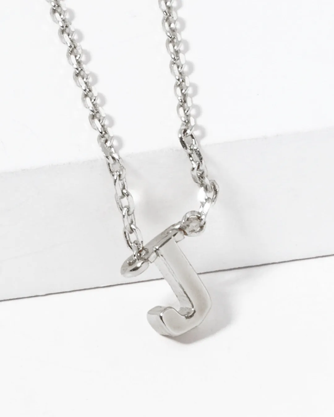 Dainty White Gold Initial Necklace - Pick Your Initial