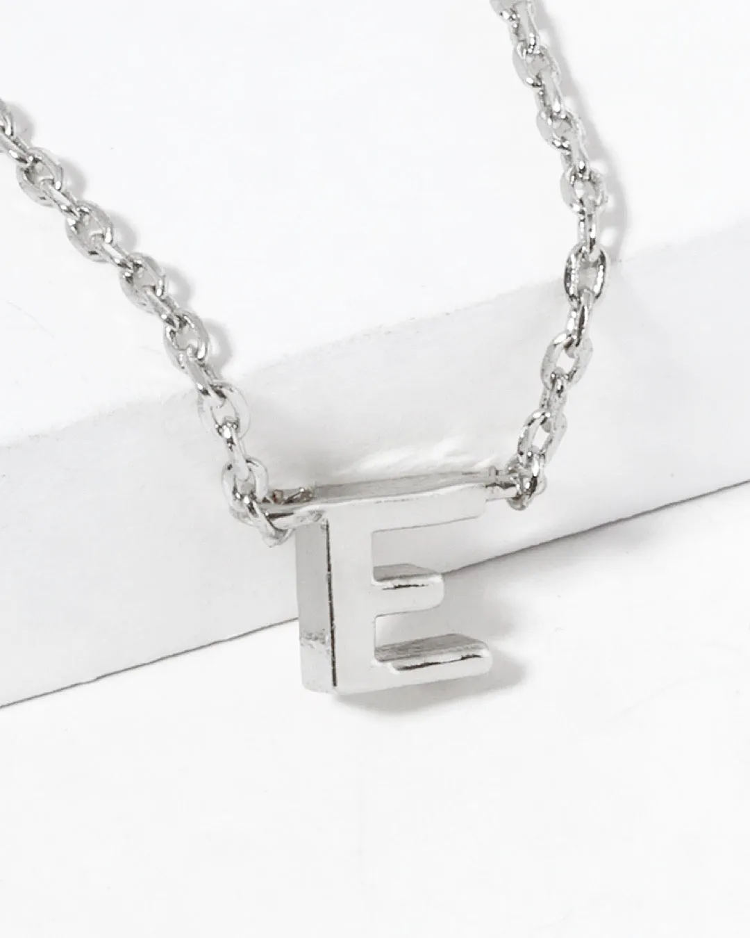 Dainty White Gold Initial Necklace - Pick Your Initial