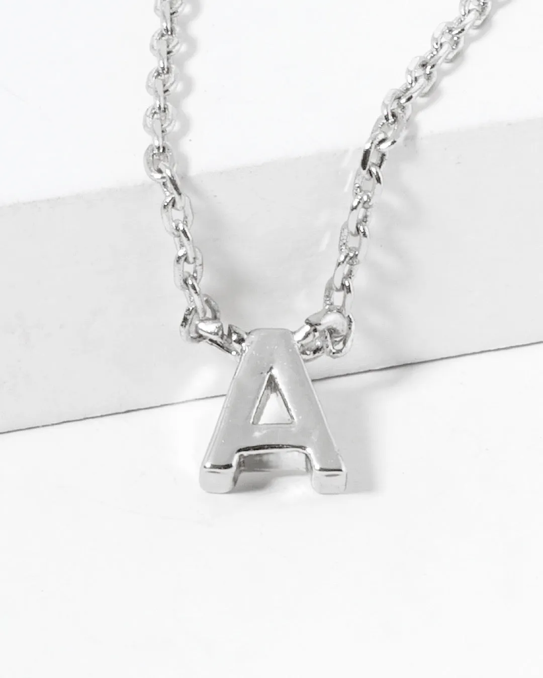 Dainty White Gold Initial Necklace - Pick Your Initial