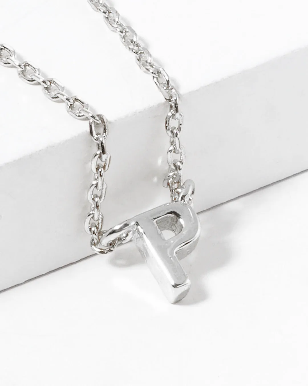 Dainty White Gold Initial Necklace - Pick Your Initial