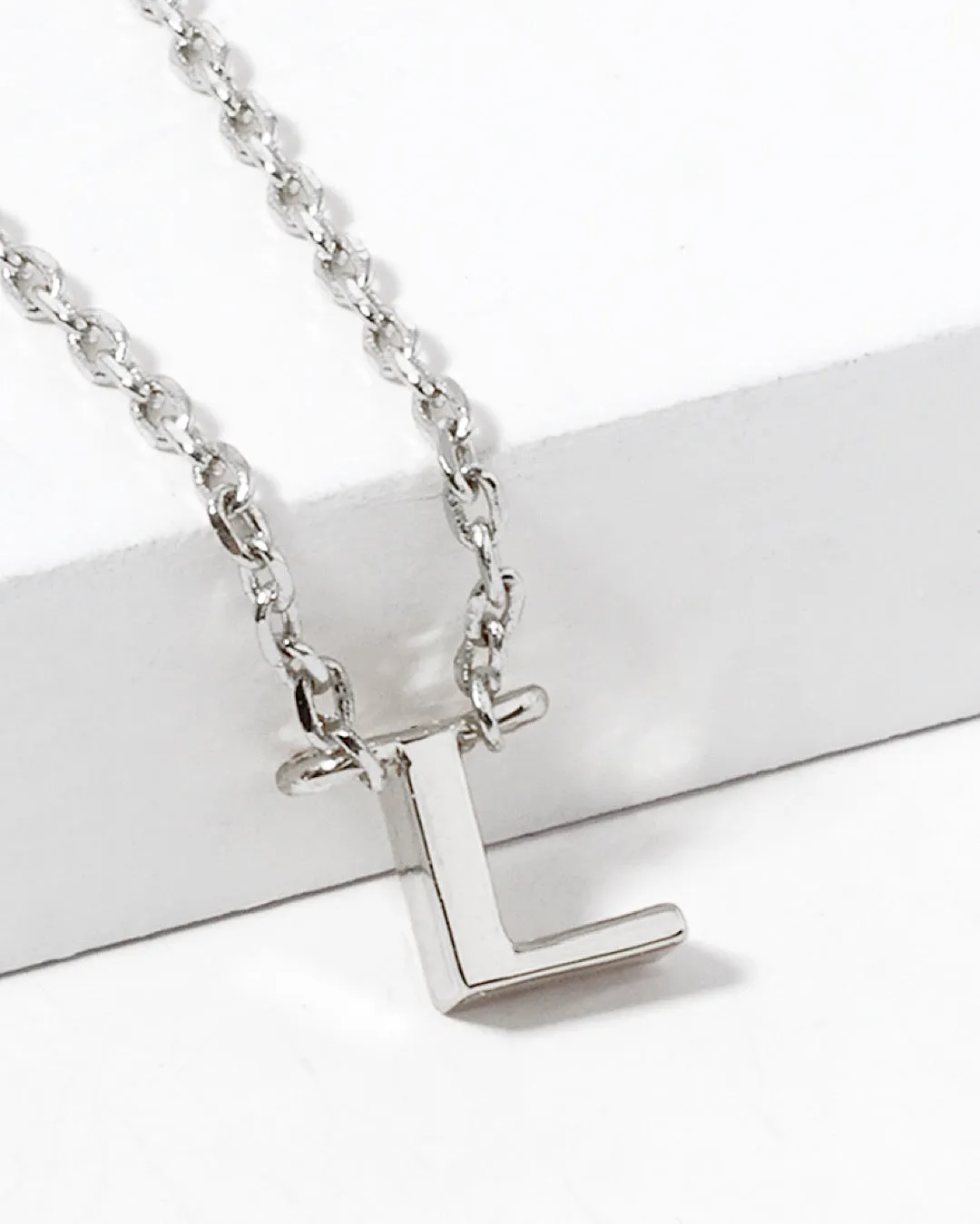 Dainty White Gold Initial Necklace - Pick Your Initial