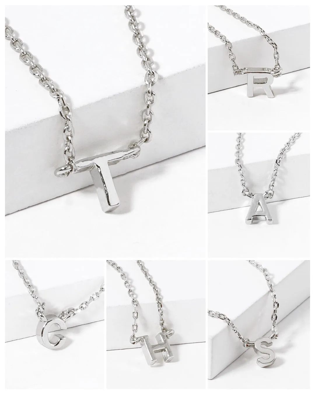 Dainty White Gold Initial Necklace - Pick Your Initial