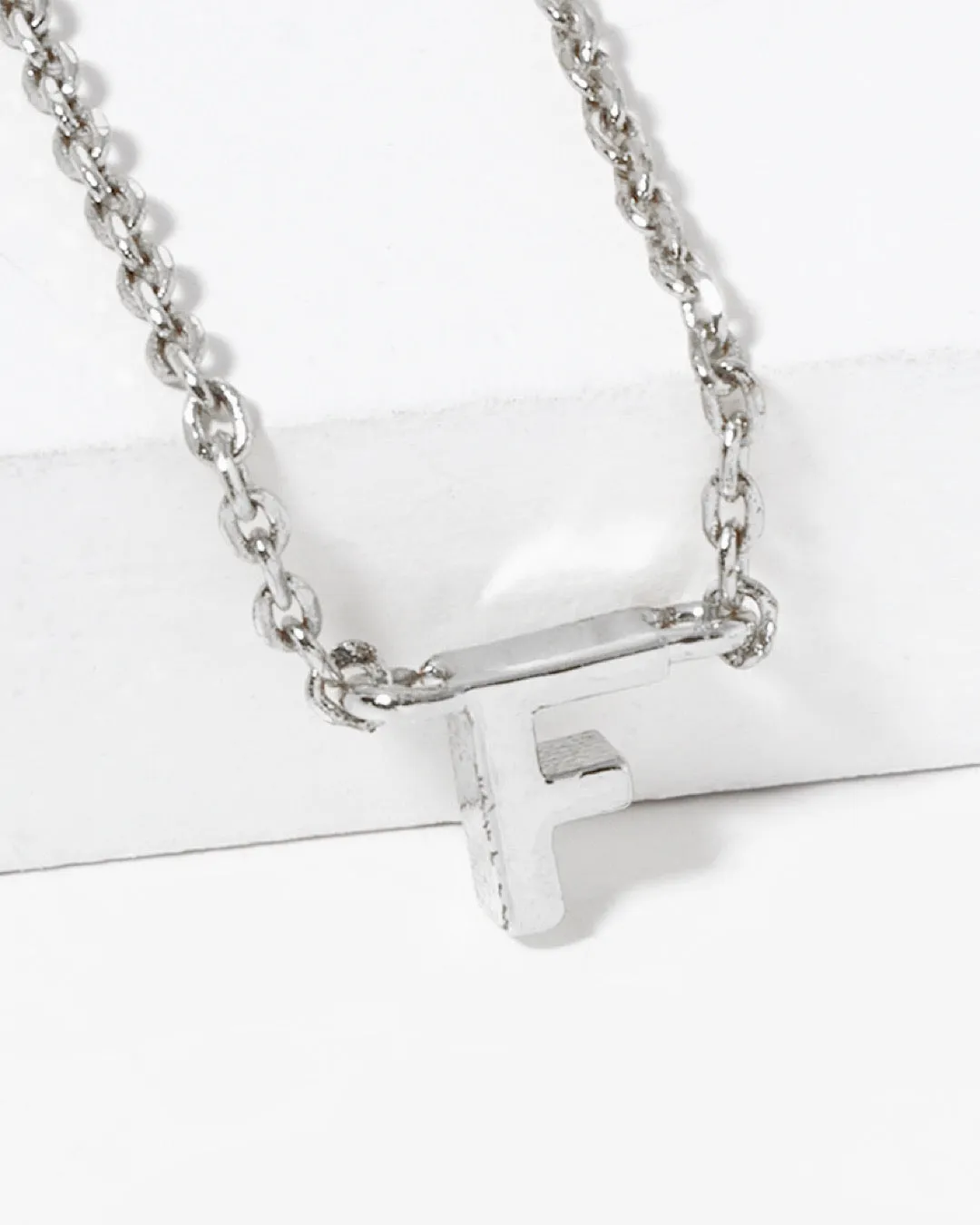 Dainty White Gold Initial Necklace - Pick Your Initial