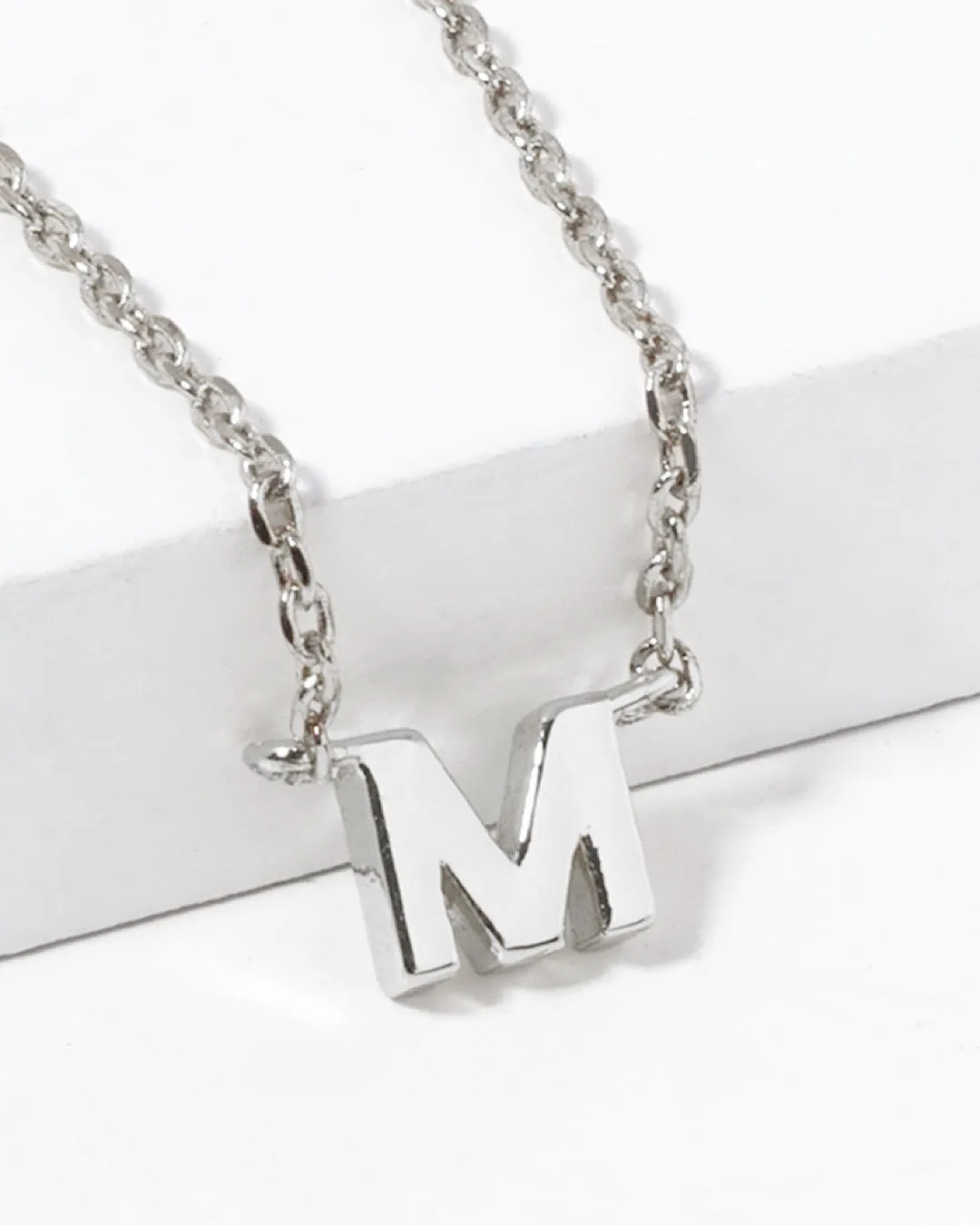 Dainty White Gold Initial Necklace - Pick Your Initial