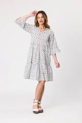 Democracy Hazel Printed Tiered Dress - White