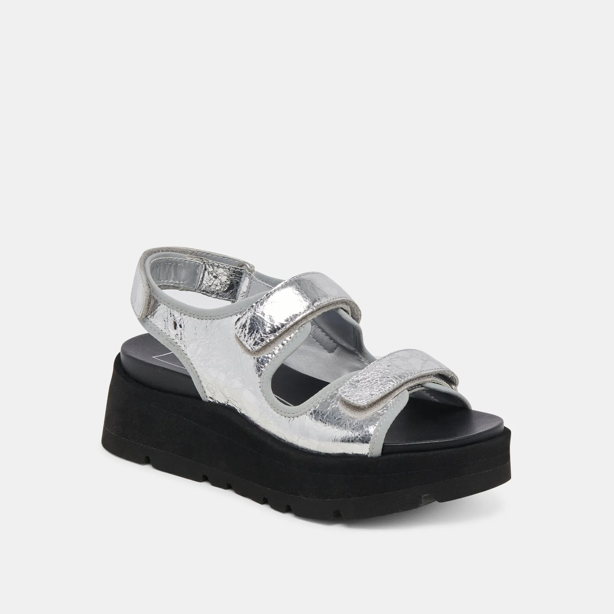 DUBAI SANDALS SILVER DISTRESSED LEATHER