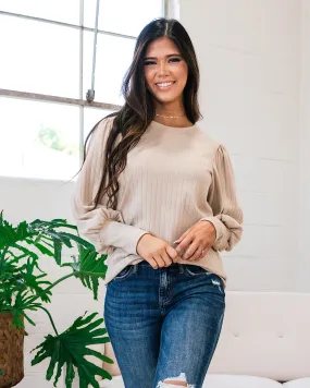 Gloria Wide Ribbed Top - Tan