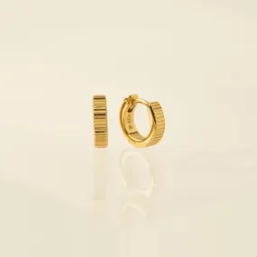 Gold Plated Fluted Huggie Hoop Earrings