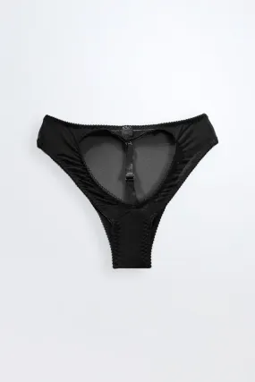 Kayla Open Knicker Cheeky Heart Black