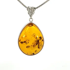 Large Teardrop Baltic Amber Pendant