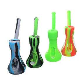 Long Stem Silicone and Glass Bubbler