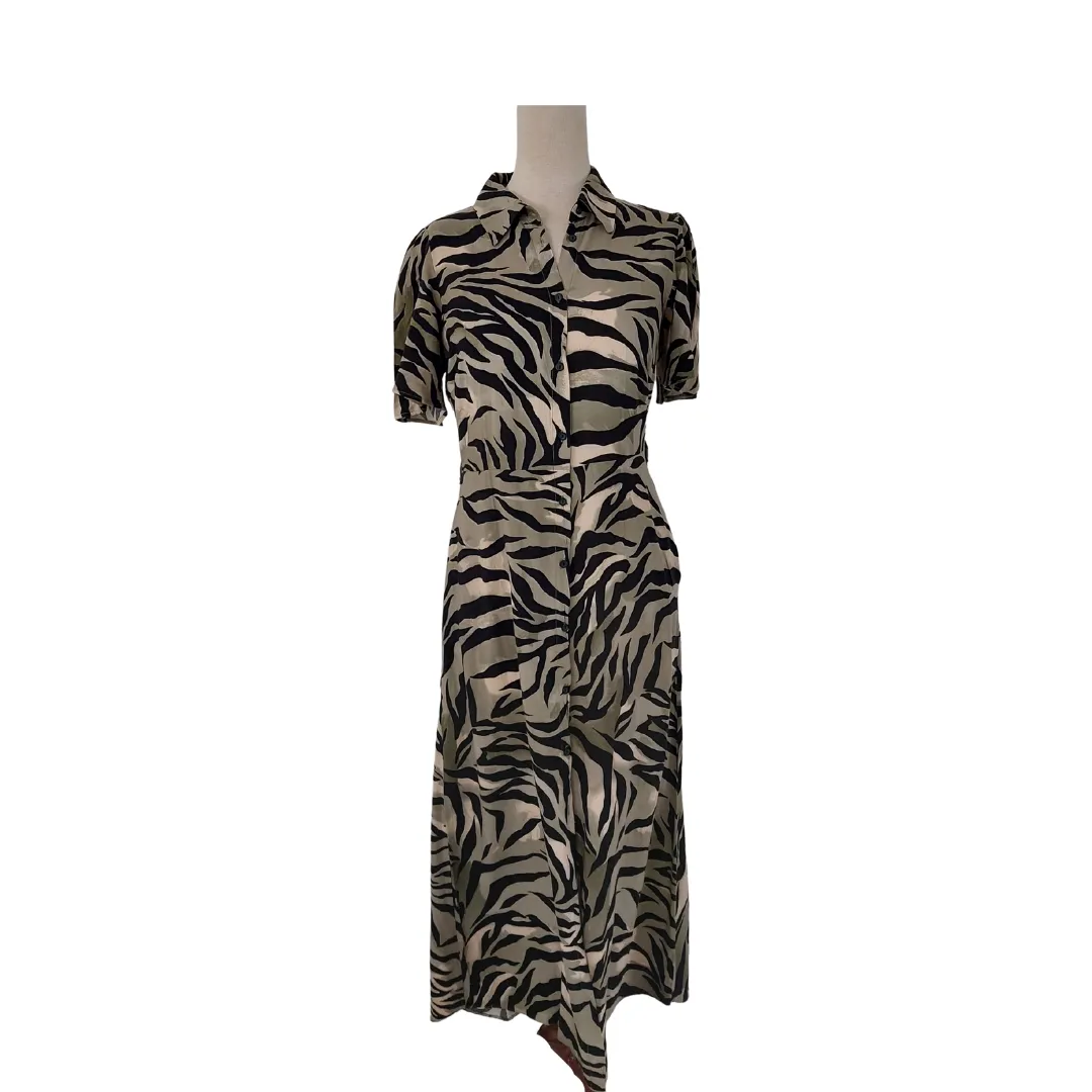 New Look Light Green Tiger Print Collared Maxi Dress | Pre Loved |