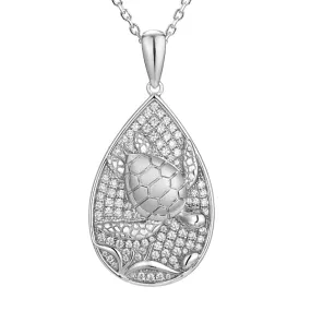 Pavé Honu Teardrop Pendant