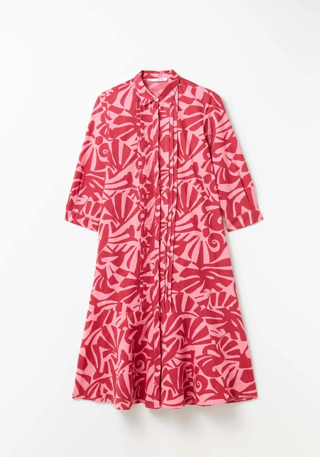 Pintuck shirt dress - Red