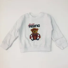 Premium Kid's Always Rising Graphic Fleece Sweatshirt- White/Red