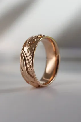 READY TO SHIP: Wedding band in 14K rose gold, RING SIZE 6 US