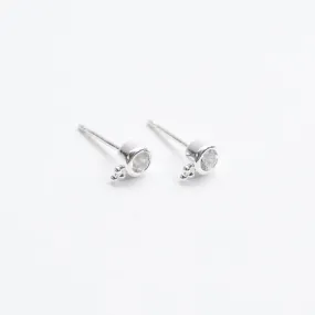 Silver Circle Studs With Drop