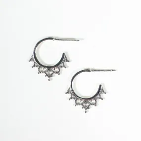 Silver Filigree Hoop Studs