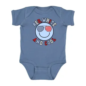 Sweet Wink Red White & Cool Patriotic Smiley S/S Bodysuit - Indigo