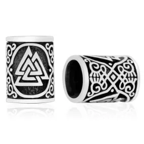 Valknut Beard Bead - Sterling Silver