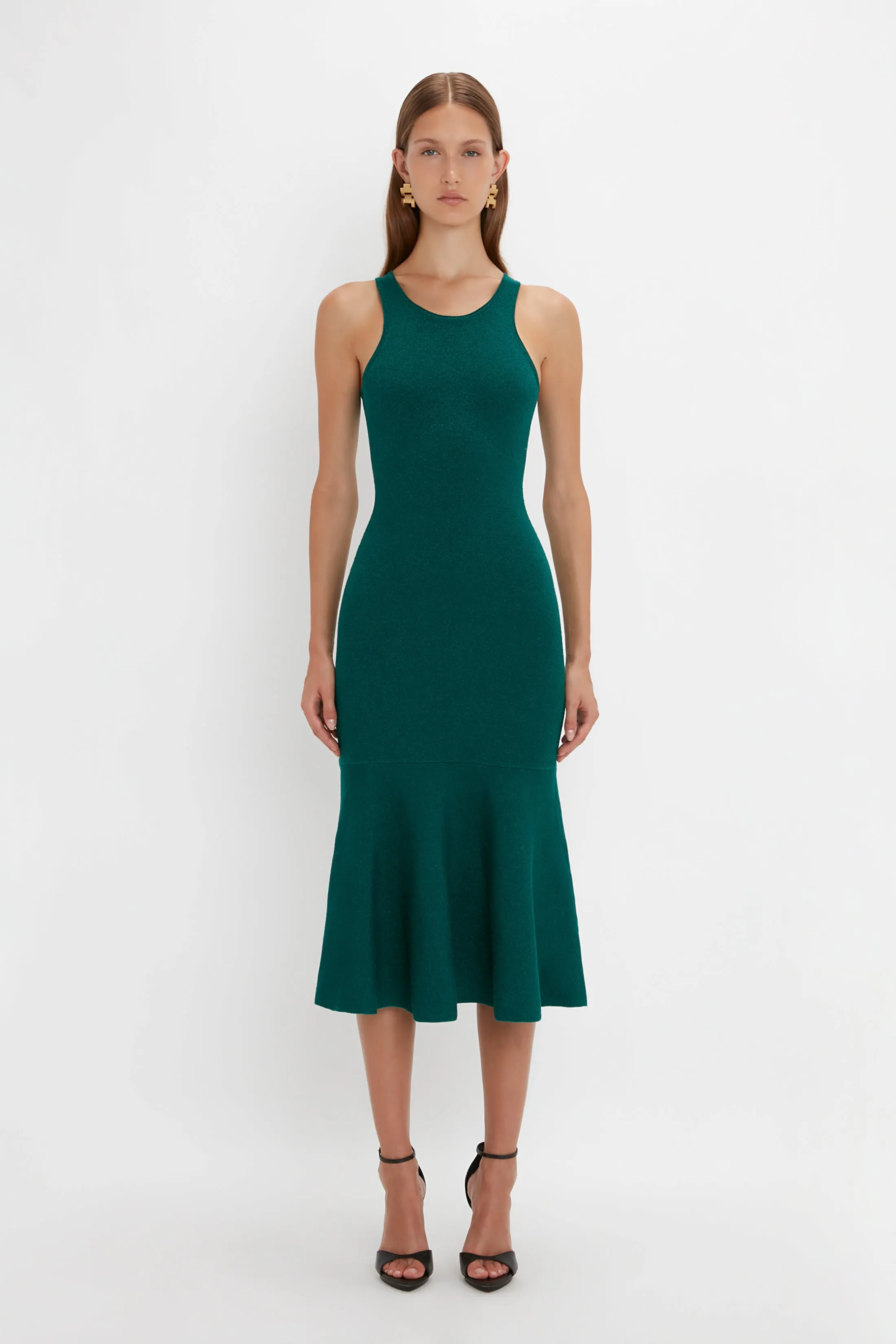 VB Body Sleeveless Dress In Lurex Green