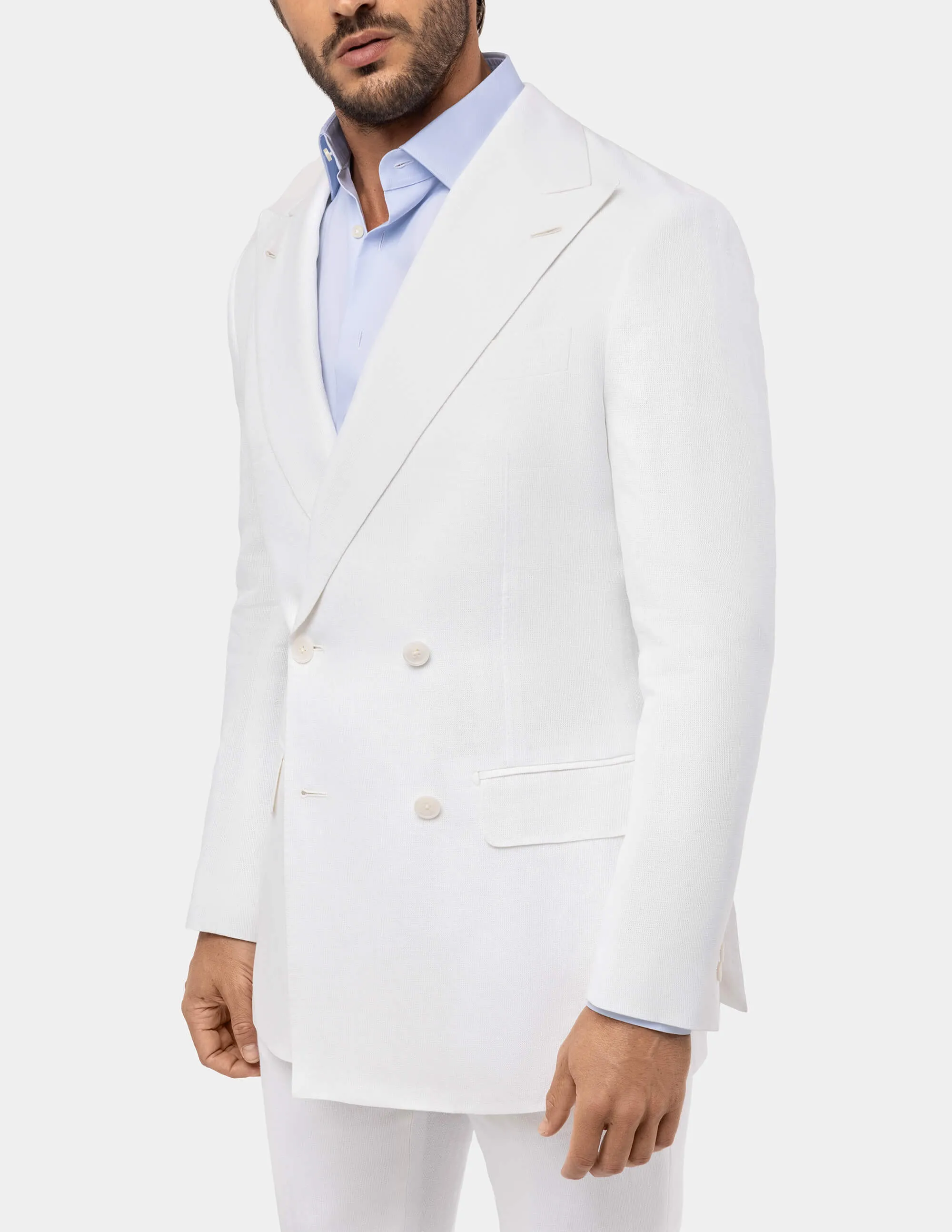 White Optical Double-Breasted Suit